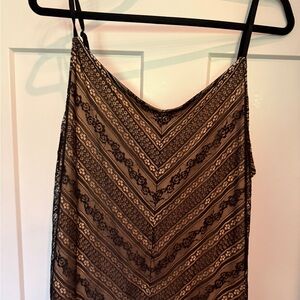 Torrid Black Lace Trim Tan Top